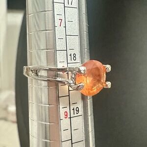 Elegant Silver tone and Tangerine Orange Resin Gemstone Ring